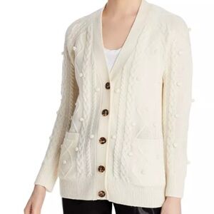 AQUA 100% Cashmere Cable Knit Fisherman Cardigan - 100% Exclusive